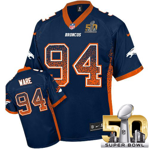 Nike Broncos #94 DeMarcus Ware Navy Blue Alternate Super Bowl 50 Men's Stitched NFL Elite Drift Fashion Jersey - Click Image to Close